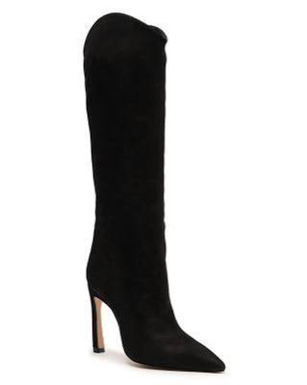 SCHUTZ Maryana Sculpt Pointed Toe High Heel Boots Shoe Black Nubuck Leather Sz 9